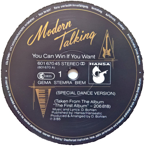Modern Talking : You Can Win If You Want (Special Dance Version) (12", Maxi)