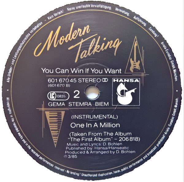 Modern Talking : You Can Win If You Want (Special Dance Version) (12", Maxi)