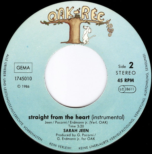 Sarah Jeen : Straight From The Heart (7", Single)
