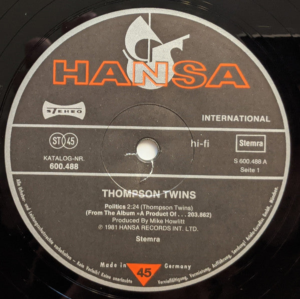 Thompson Twins : Politics (12")