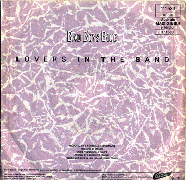 Bad Boys Blue : Lovers In The Sand (7", Single)
