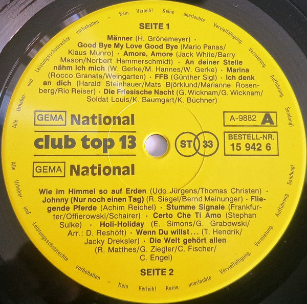 Various : Club Top 13 - Die Deutschen Top Hits - November/Dezember '89 (LP, Comp)