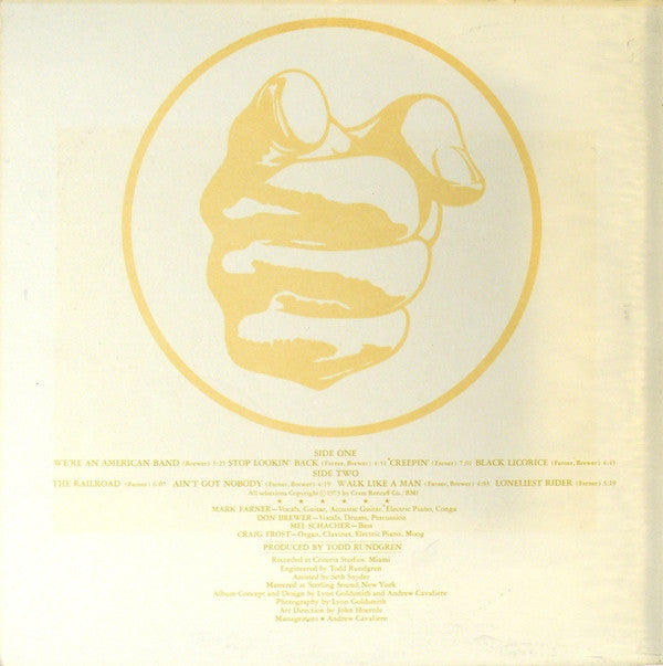 Grand Funk* : We're An American Band (LP, Album, Yel)