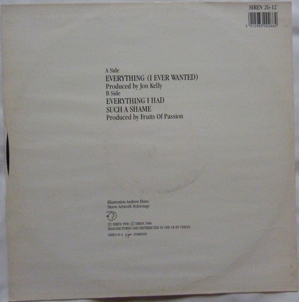 Fruits Of Passion : Everything (I Ever Wanted) (12", Single)
