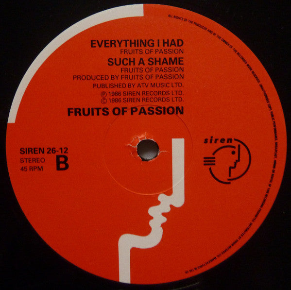 Fruits Of Passion : Everything (I Ever Wanted) (12", Single)