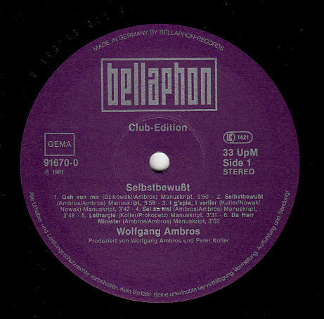 W. Ambros*, № 1* : Selbstbewusst (LP, Album, Club)