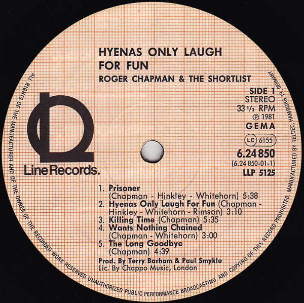 Roger Chapman & The Shortlist : Hyenas Only Laugh For Fun (LP, Album)
