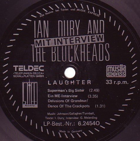 Ian Dury And The Blockheads : Laughter (Flexi, 7", S/Sided, Promo)