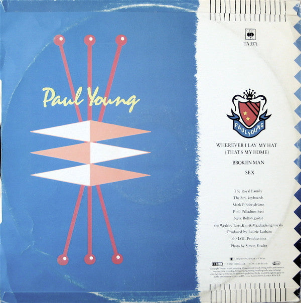Paul Young : Wherever I Lay My Hat* / Broken Man / Sex* (*Extended Club Mix Versions) (12", Red)