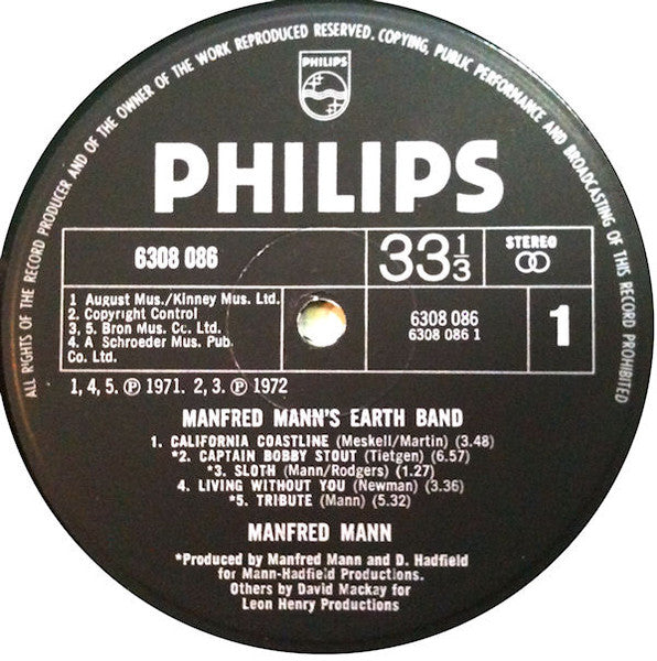 Manfred Mann's Earth Band : Manfred Mann's Earth Band (LP, Album)