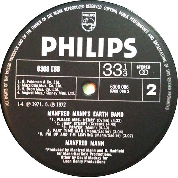 Manfred Mann's Earth Band : Manfred Mann's Earth Band (LP, Album)