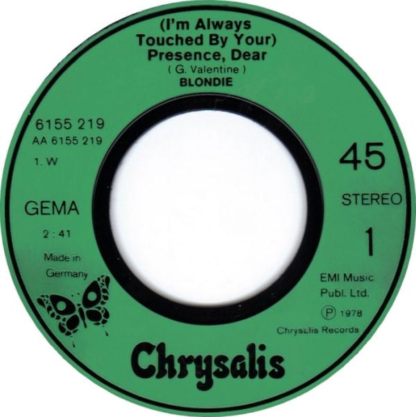Blondie : (I'm Always Touched By Your) Presence, Dear (7", Single, Gre)