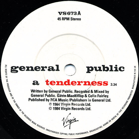 General Public : Tenderness (7", Single)