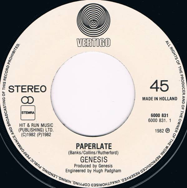 Genesis : Paperlate (7", Single)