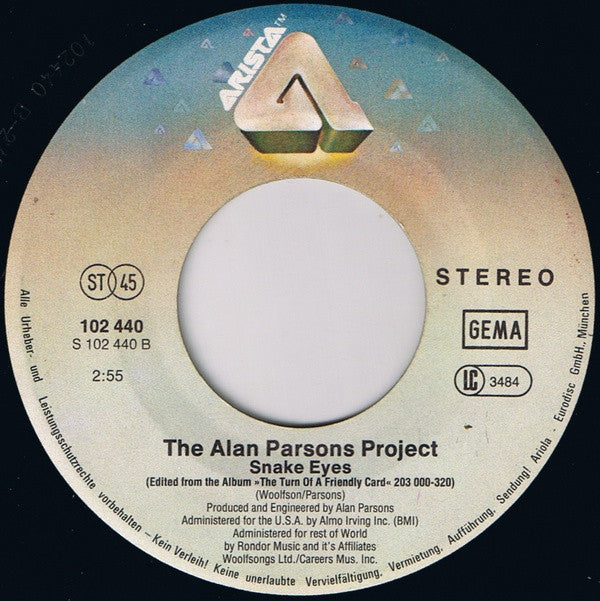 The Alan Parsons Project : The Gold Bug / Snake Eyes (7", Single)