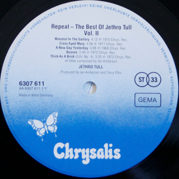 Jethro Tull : Repeat • The Best Of Jethro Tull • Vol. II • Repeat (LP, Comp, RE)