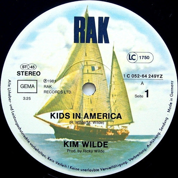 Kim Wilde : Kids In America (12", Maxi)