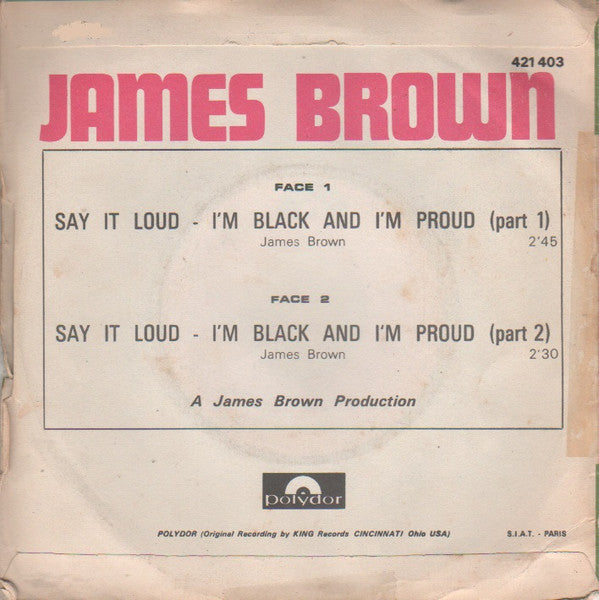James Brown : Say It Loud - I'm Black And I'm Proud (7", Single, Mono)