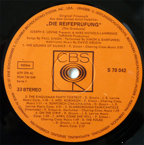Simon & Garfunkel, Dave Grusin : Die Reifeprüfung (The Graduate) (LP, Album)