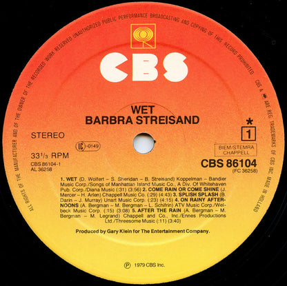 Barbra Streisand : Wet (LP, Album)