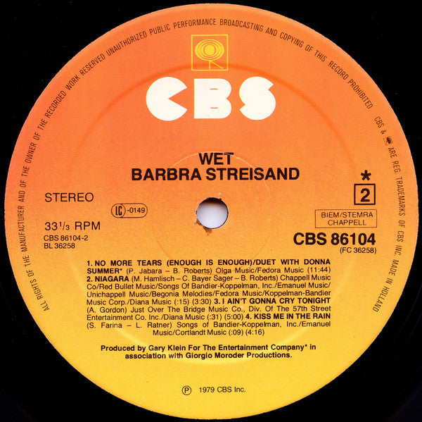 Barbra Streisand : Wet (LP, Album)