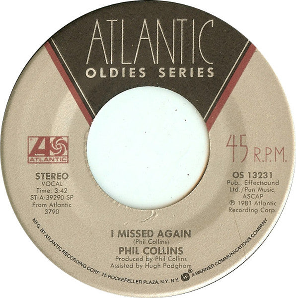 Phil Collins : I Missed Again / In The Air Tonight (7", RE)
