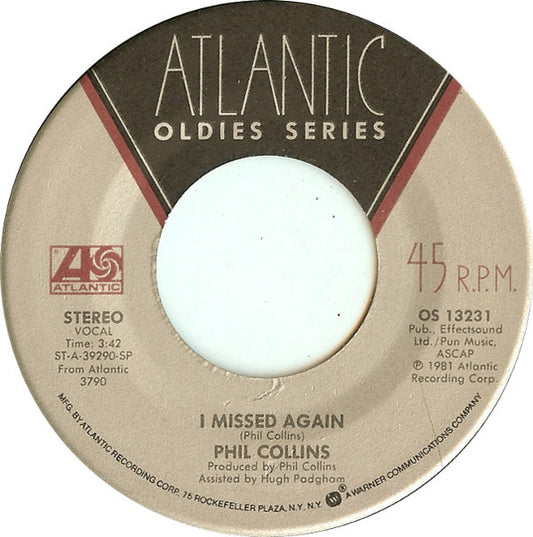 Phil Collins : I Missed Again / In The Air Tonight (7", RE)