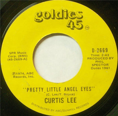 Curtis Lee : Pretty Little Angel Eyes / Gee How I Wish You Were Here (7", Single, RE)