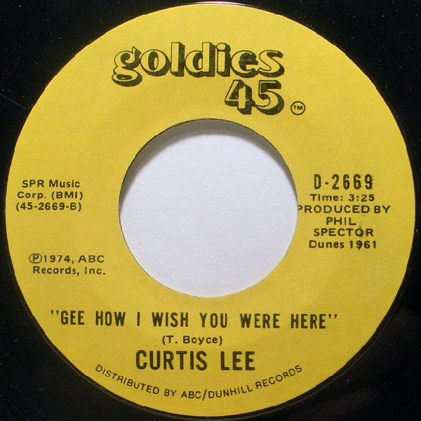 Curtis Lee : Pretty Little Angel Eyes / Gee How I Wish You Were Here (7", Single, RE)