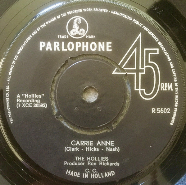 The Hollies : Carrie Anne (7", Single)