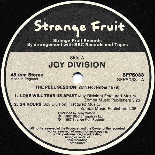 Joy Division : The Peel Sessions (12", EP, Ltd, Tex)