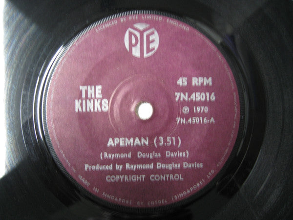 The Kinks : Apeman (7", Single, Sol)