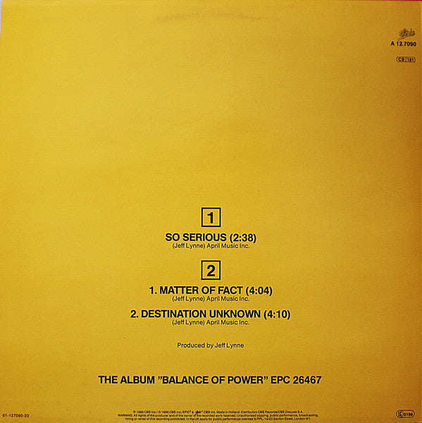 Electric Light Orchestra : So Serious (12", Maxi)