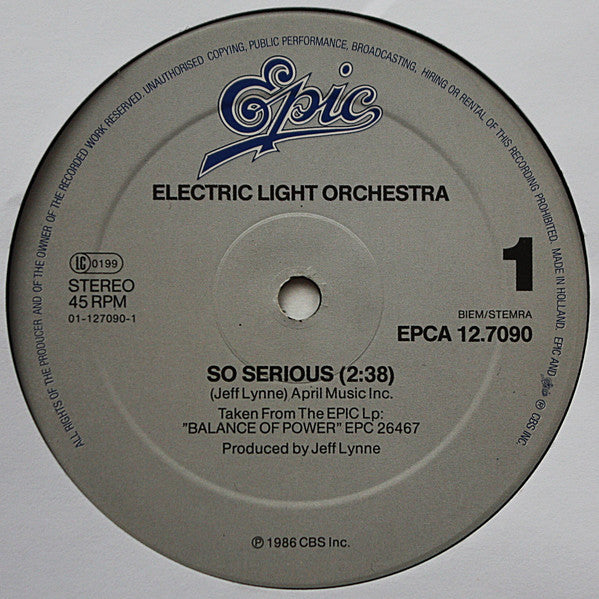 Electric Light Orchestra : So Serious (12", Maxi)