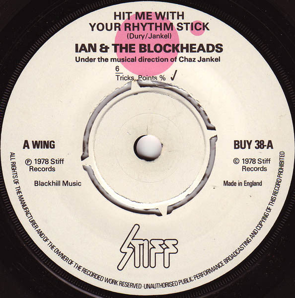 Ian Dury And The Blockheads : Hit Me With Your Rhythm Stick (7", Single, No )