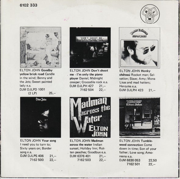 Elton John : The Bitch Is Back (7", Single)