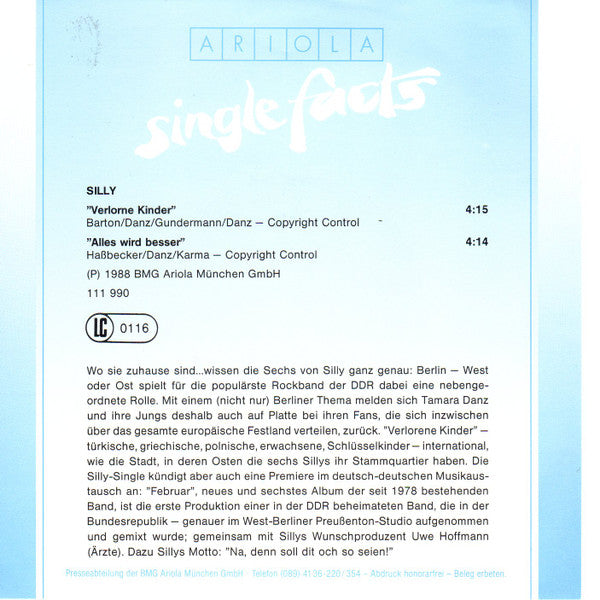 Silly : Verlorne Kinder (7", Single, Promo)