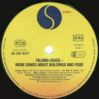 Talking Heads : More Songs About Buildings And Food (LP, Album, RP)