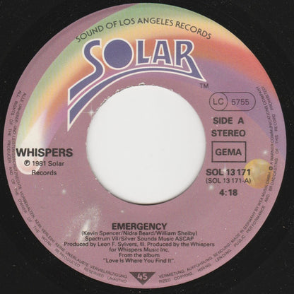 The Whispers : Emergency (7", Single)