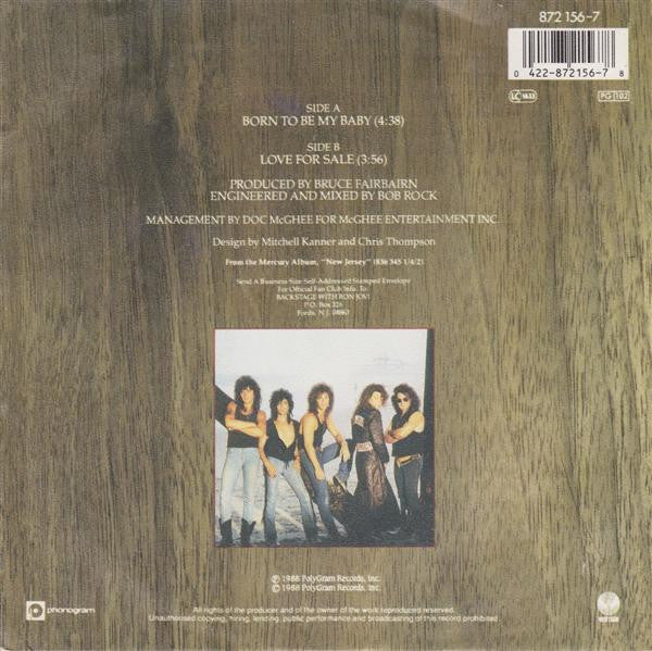 Bon Jovi : Born To Be My Baby (7", Pap)