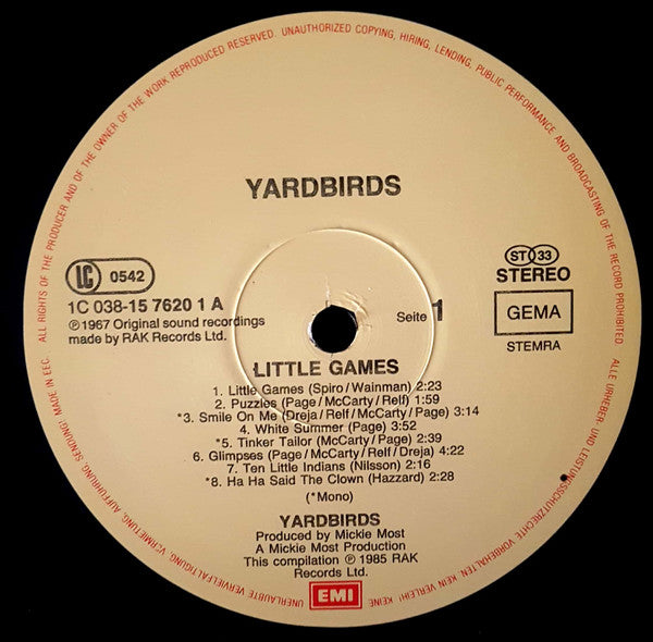 The Yardbirds : Little Games (LP, Album, Comp, RE)