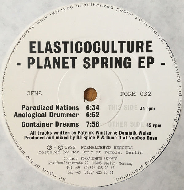 Elasticoculture : Planet Spring EP (12", EP)