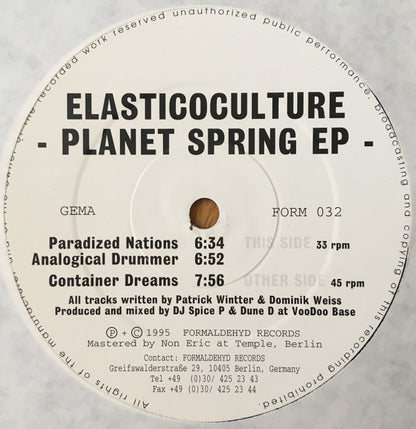Elasticoculture : Planet Spring EP (12", EP)