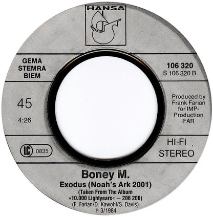 Boney M. : Somewhere In The World / Exodus (Noah's Ark 2001) (7", Single, RP)