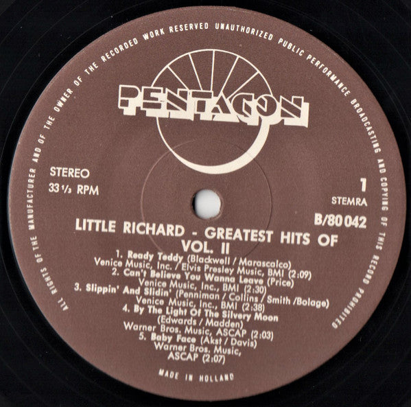 Little Richard : Greatest Hits Of Little Richard - Vol.2 (LP, Comp)