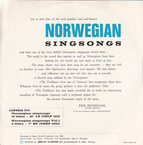 The Troll Keys : Norwegian Singsongs Vol. 2 (7", EP)