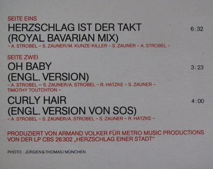 Münchener Freiheit : Herzschlag Ist Der Takt (Royal Bavarian Mix) (12", Maxi)