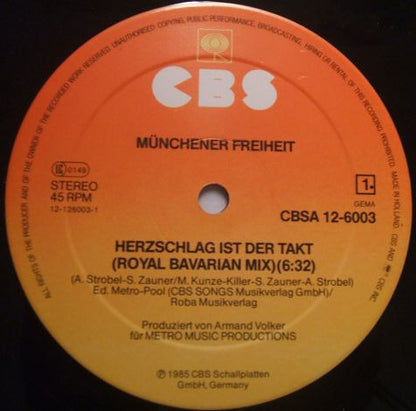 Münchener Freiheit : Herzschlag Ist Der Takt (Royal Bavarian Mix) (12", Maxi)