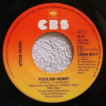 Steve Perry : Foolish Heart (7", Single)
