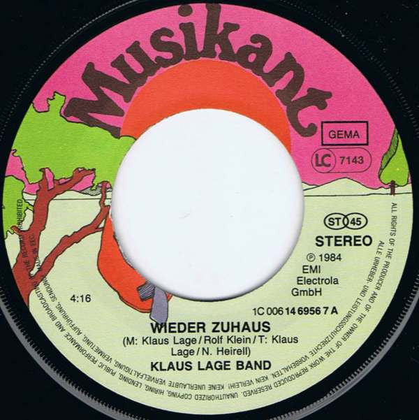 Klaus Lage Band : Wieder Zuhaus (7", Single)